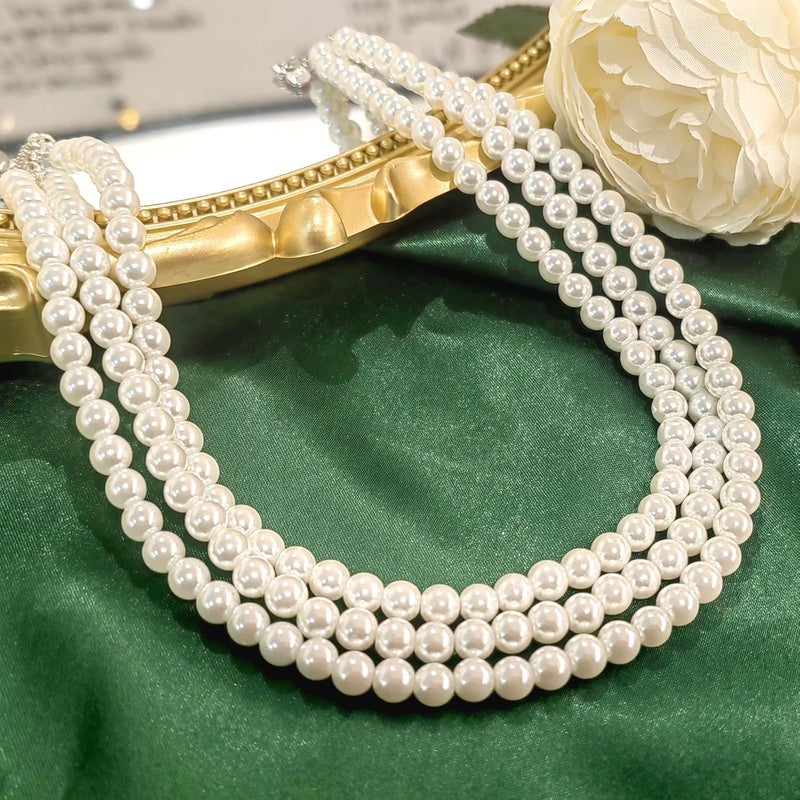 Zeffy Pearl Necklace 4MM/6MM/8MM Dainty Round Imitation Pearl Choker Necklace Wedding Pearl Necklace Delicate Jewelry for Women Simple Bridesmaid Jewelry Gifts - Image 5